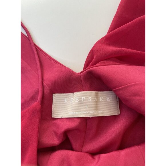 Keepsake No Love Jumpsuit In Raspberry Draped Ruffle Overlay Small - Picture 4 of 8